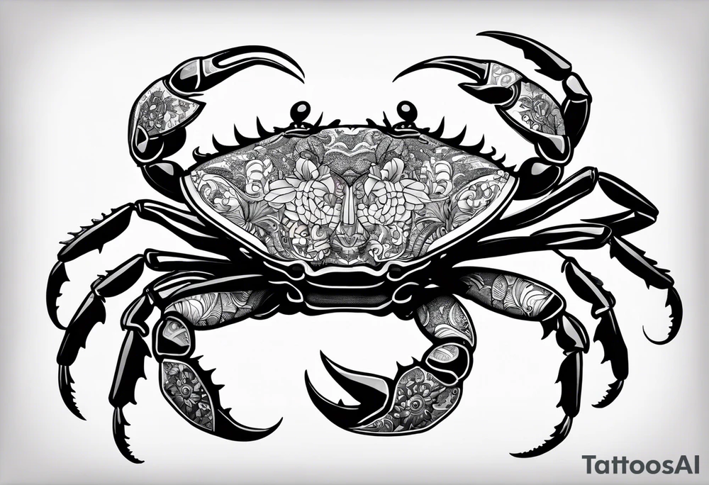 Crab con numero 69 nelle chele tattoo idea