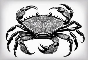 Crab con numero 69 nelle chele tattoo idea