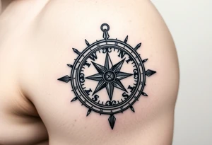 Rustic western compass 
with 2 unique ideas representing my children a boy and a girl named Knox and Jonesie tattoo idea