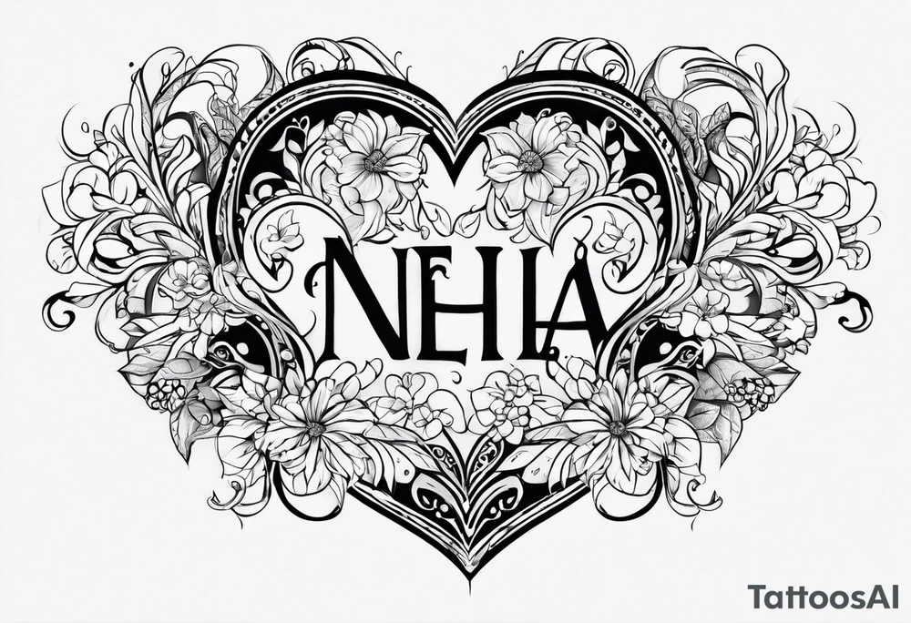 aesthetic 
Neha name tattoo with a heart for my girlfriend tattoo idea