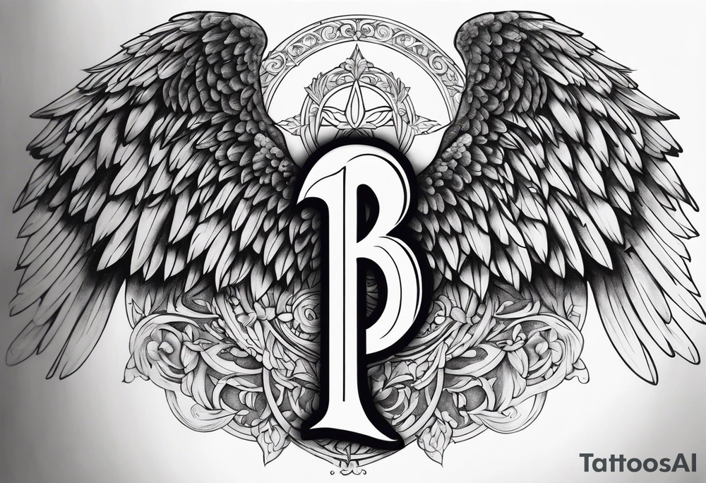 the number 13 with angel wings tattoo idea