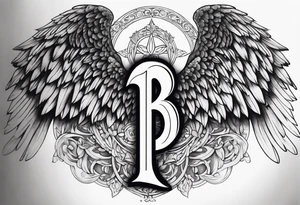the number 13 with angel wings tattoo idea