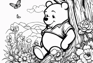 Winnie Pooh one hand in the honey and one hand holding bland tattoo idea