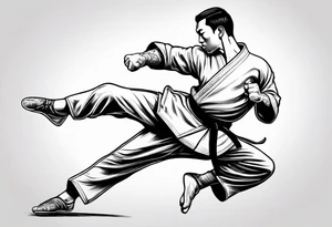 Martial artist doing a flying side kick tattoo idea