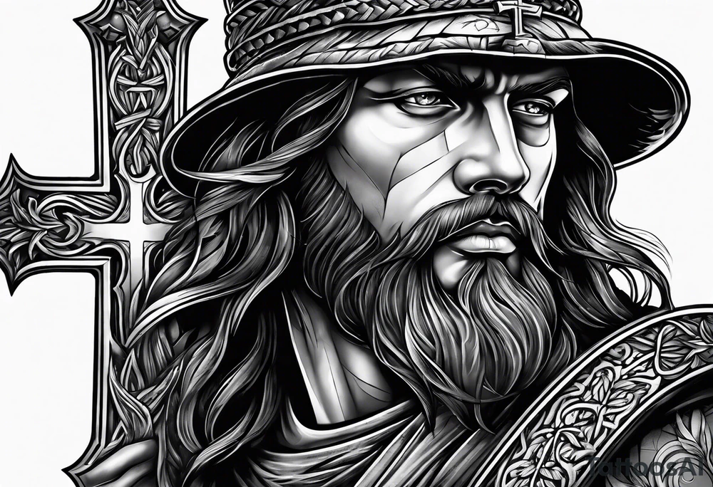 man carrying a cross tattoo idea