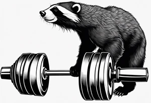 Muscular old honey badger lifting barbell. tattoo idea