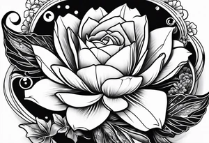 karpa koi whit flower and water tattoo idea