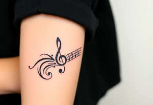 grand piano under the stars swirl treble tattoo idea