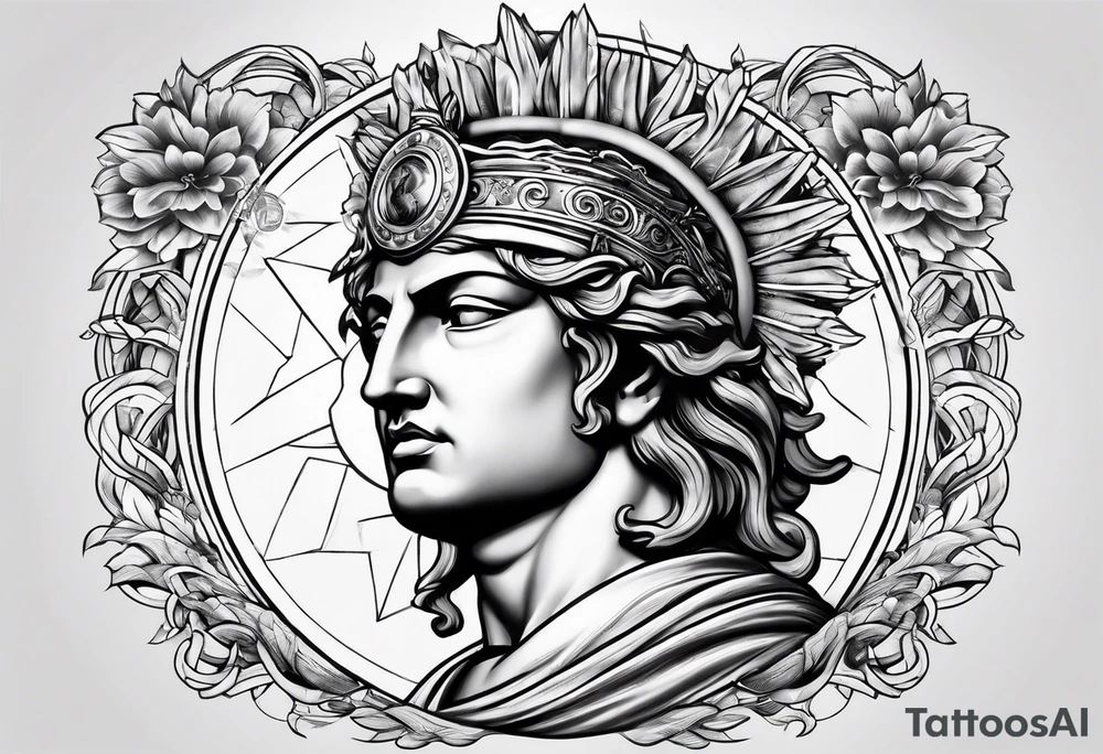 apollo
god of the sun
with his bow
upper body tattoo idea