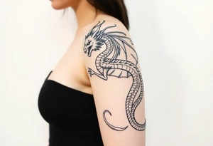 etheral dragon born form a magic book tattoo idea