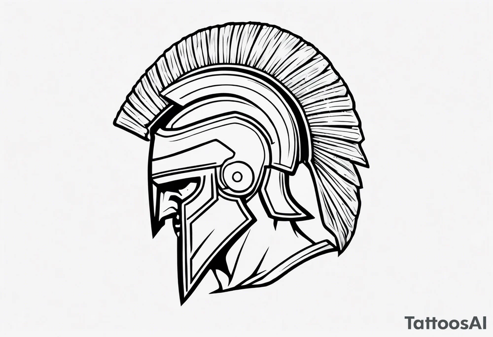 rectangular landscape format ultra-fine line linework vector of a spartan from the side, spartan spear, spartan shield, laurel wreath tattoo idea