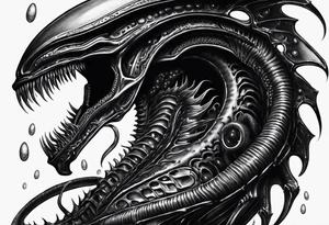 Xenomorph queen with ovomorph eggs tattoo idea