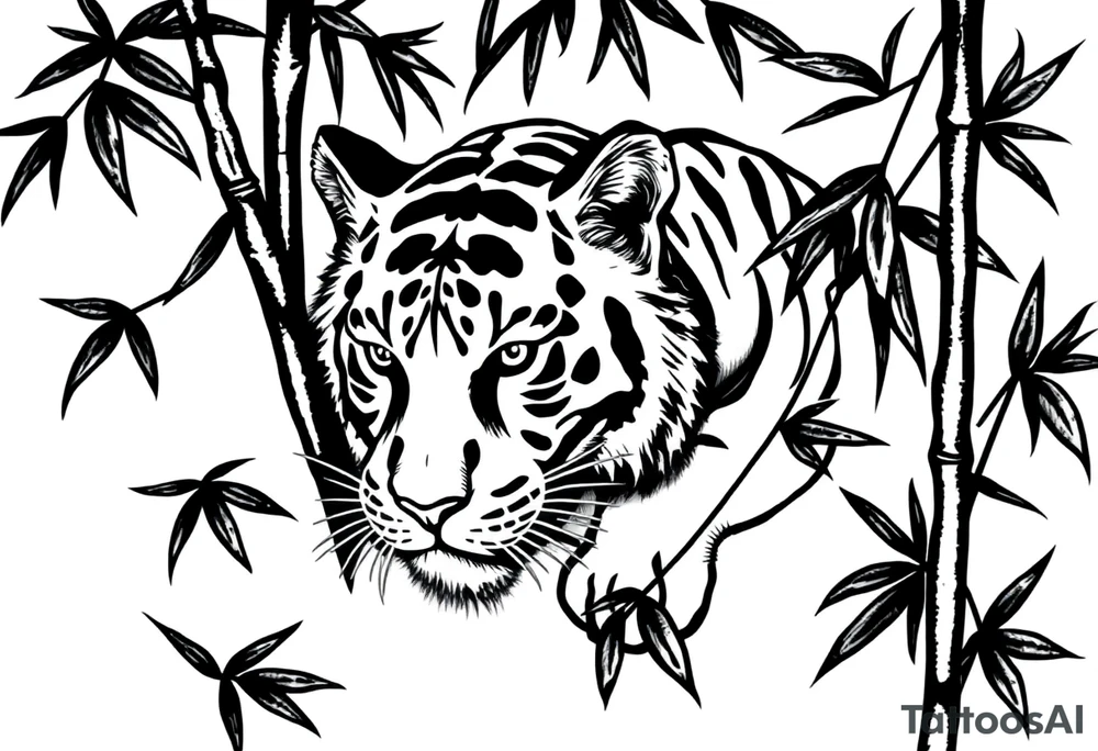 a cleverly hidden tiger, hard to see
in the bamboo forest tattoo idea