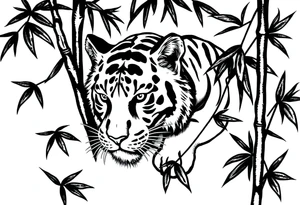 a cleverly hidden tiger, hard to see
in the bamboo forest tattoo idea