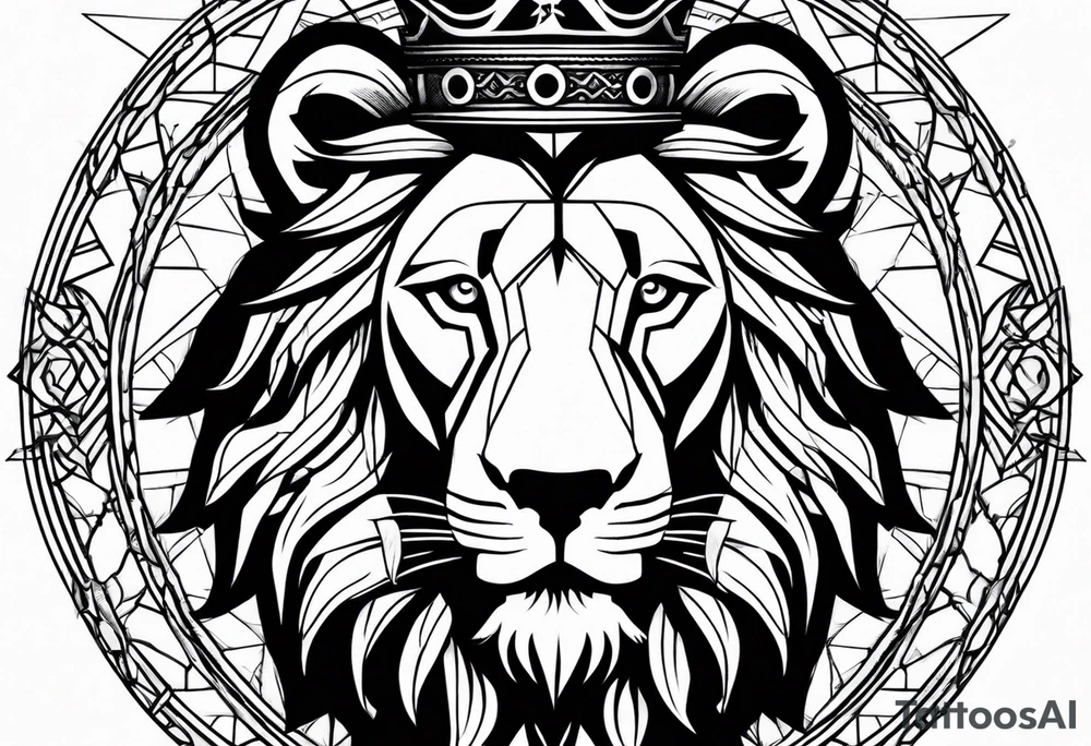 Lion with the crown of thorns tattoo idea