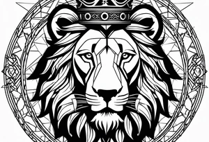 Lion with the crown of thorns tattoo idea