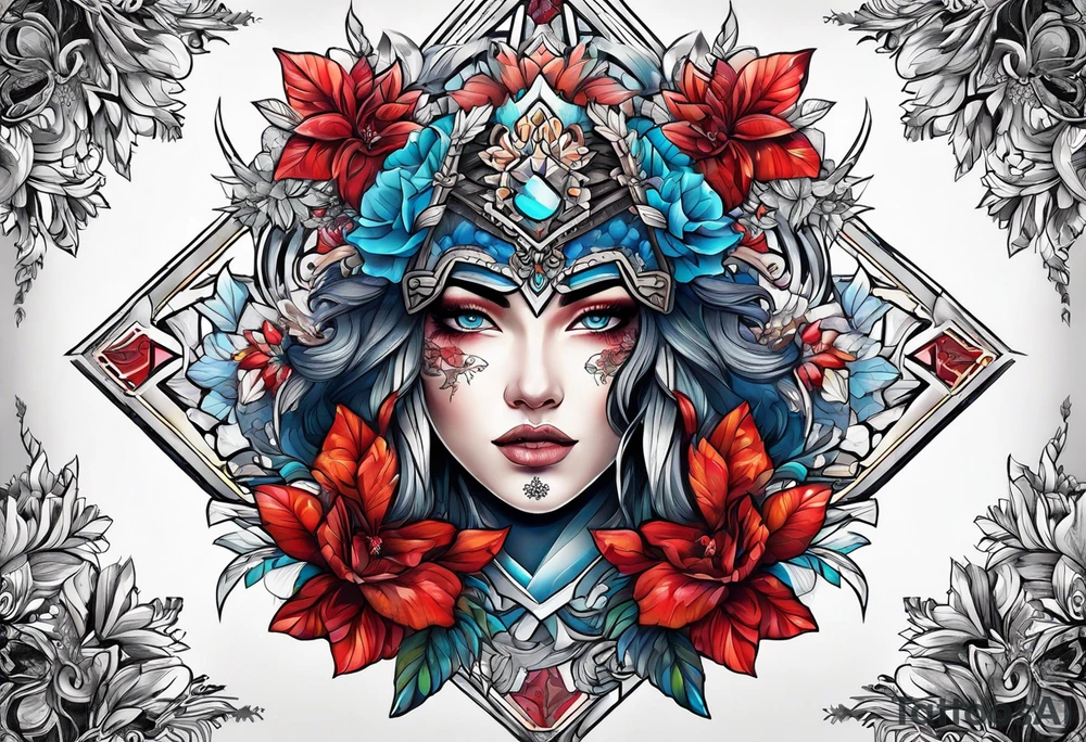 snowflake warrior, flower tattoo idea