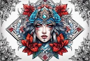 snowflake warrior, flower tattoo idea