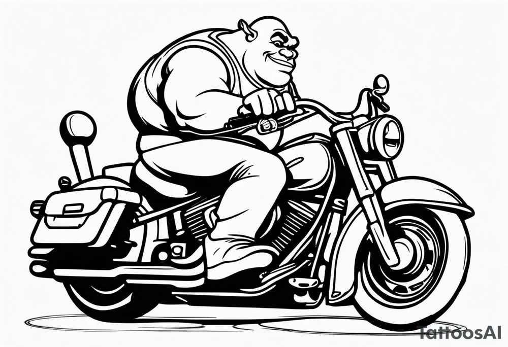 Shrek riding a Harley davidson tattoo idea