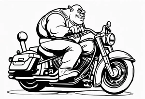 Shrek riding a Harley davidson tattoo idea