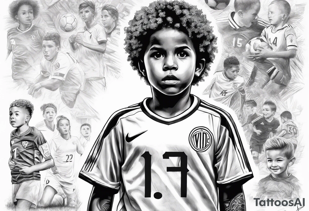 Young soccer kid with Virginia and 92 number for the year I was born tattoo idea