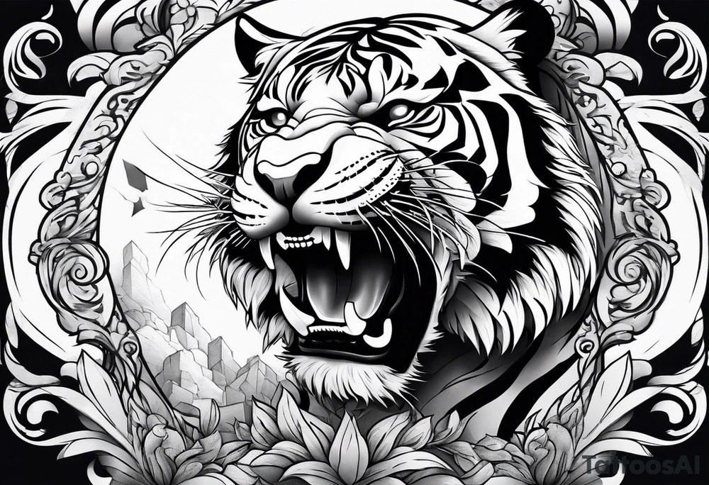tiger climbing up tattoo idea