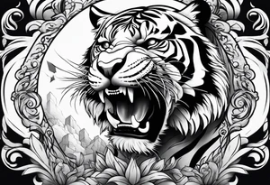 tiger climbing up tattoo idea