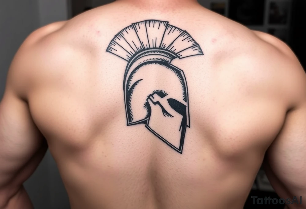 Spartan helmet forearm sleeve tattoo idea
