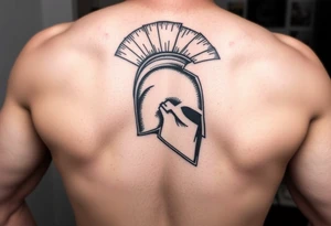 Spartan helmet forearm sleeve tattoo idea