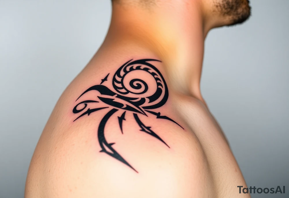 Half sleeve Big dark tribal spiraling down the arm to the elbow with lightning coming off the ends tattoo idea