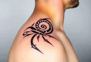 Half sleeve Big dark tribal spiraling down the arm to the elbow with lightning coming off the ends tattoo idea