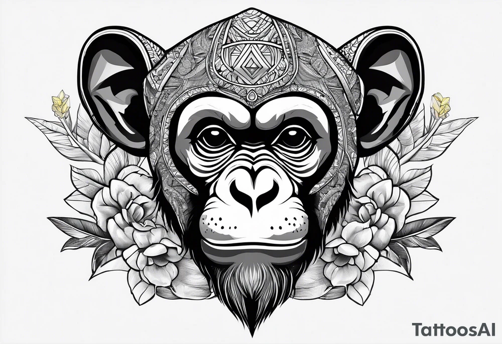 Monkey with a banana skull tattoo idea