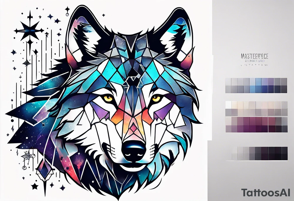 Constellation, animal wolf snow , géométric tattoo idea