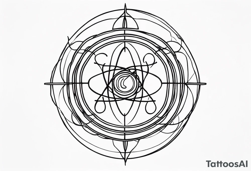 small minimalistic quantum atom spritual tattoo idea
