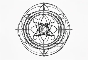 small minimalistic quantum atom spritual tattoo idea
