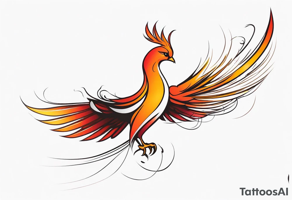 elongated phoenix in profile tattoo idea