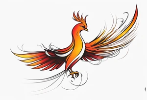 elongated phoenix in profile tattoo idea