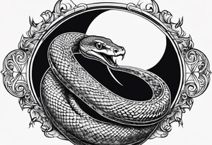 snake as a crescent moon tattoo idea