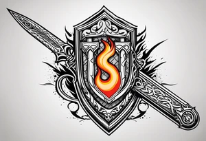 Valhalla on  fire shield sword tattoo idea