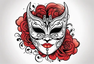 Male masquerade mask with red smoke tattoo idea