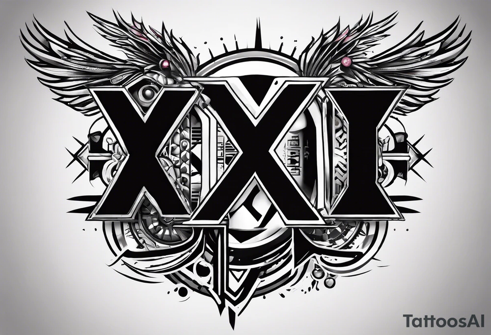 I need a tattoo design that prominently features the letters X and I while incorporating cyberpunk elements. The tattoo will be placed on the wrist. tattoo idea