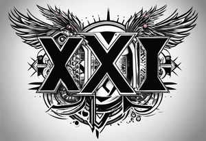 I need a tattoo design that prominently features the letters X and I while incorporating cyberpunk elements. The tattoo will be placed on the wrist. tattoo idea