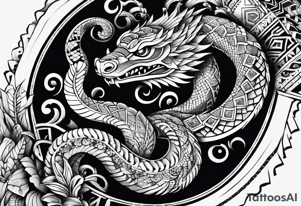 aztec snake sleeve tattoo idea
