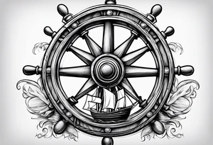 Old man turning ships wheel tattoo idea