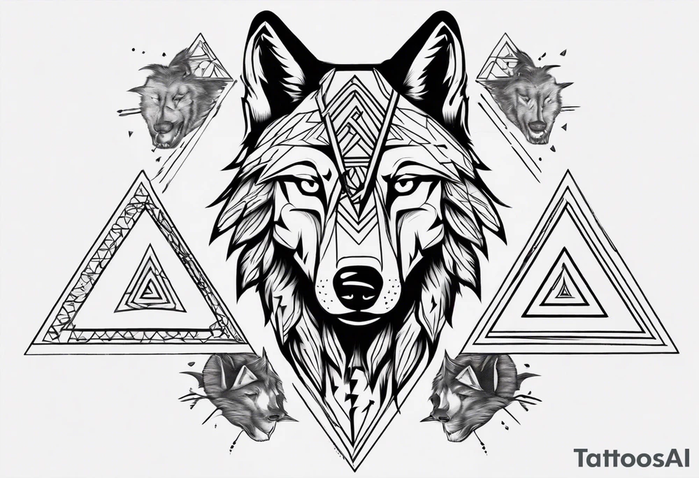 wolf head with a triangle shape in the background tattoo idea wolf head with a triangle shape in the background tattoo idea