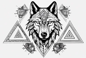 wolf head with a triangle shape in the background tattoo idea