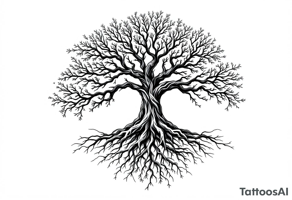 Tree of life big roots tattoo idea