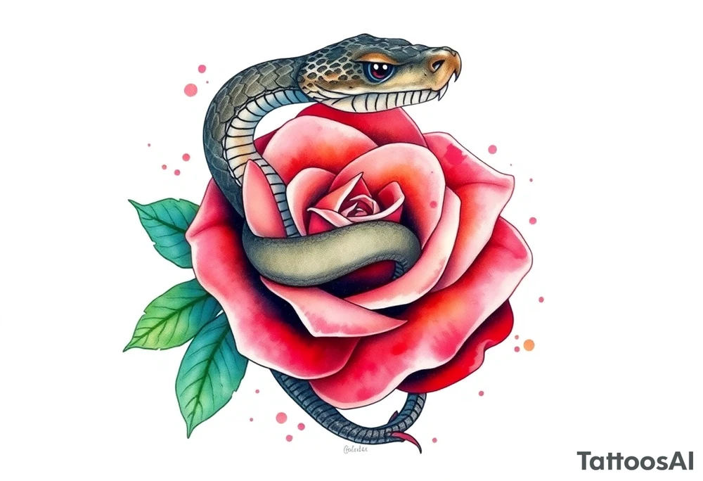 Snake wrapped around a rose tattoo idea