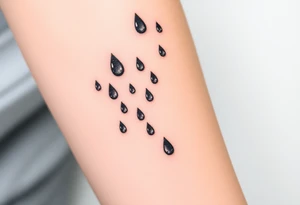 A cascade of small tear drops, fading from black to silvery gray, representing the passage of time and emotional release. tattoo idea