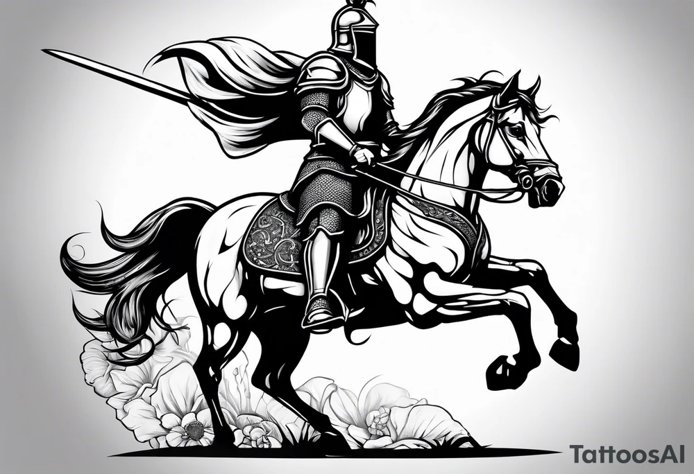 Templer knight on horse with sword an shield tattoo idea Templer knight on horse with sword an shield tattoo idea